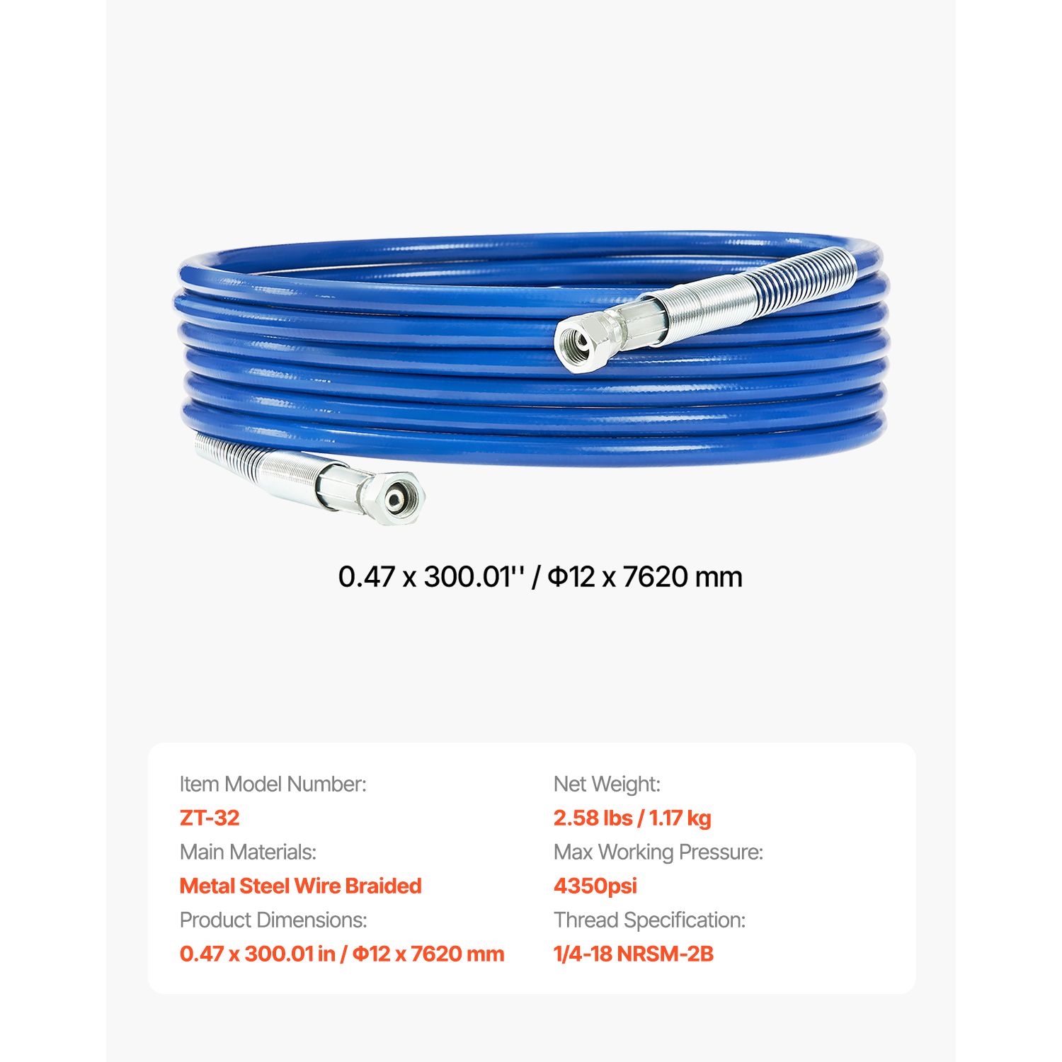 25ft Airless Paint Sprayer Hos - огляд і ціна Flexible Hose Braided